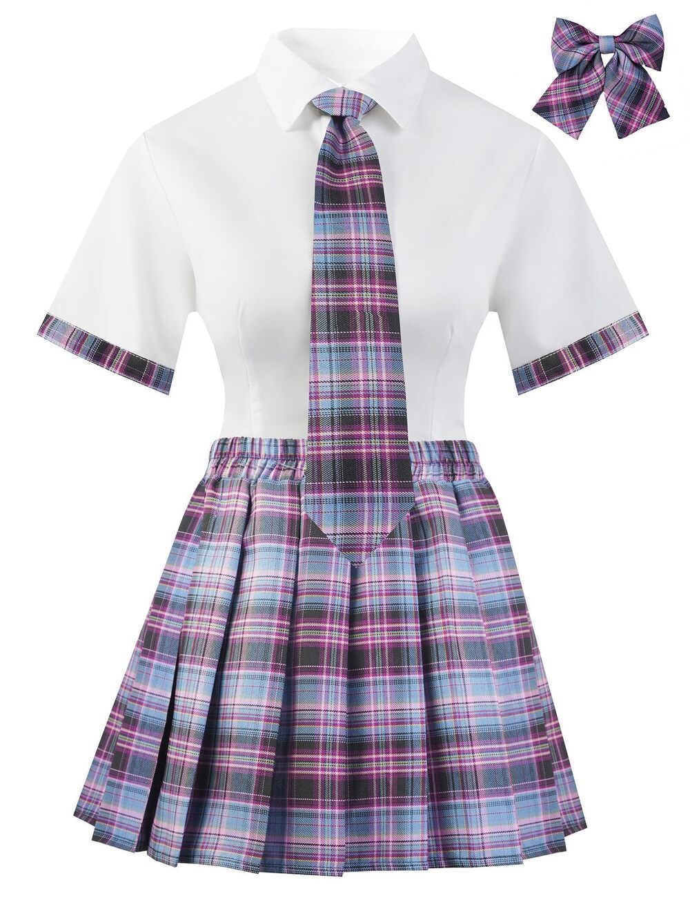 4673 School Girl Outfits Set School Girl Costume Top With Mini Pleated